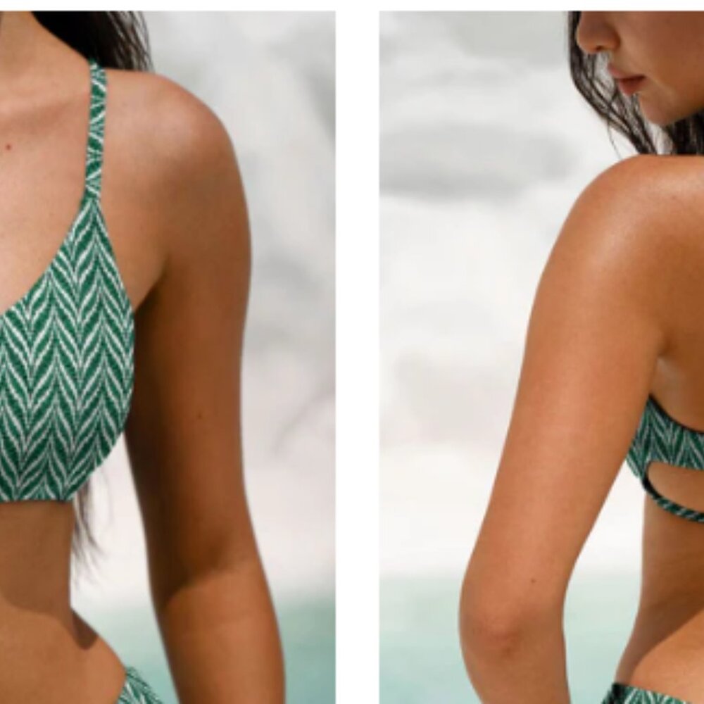 Geometric Textured Green Swimsuit Set - Picture 5 of 5